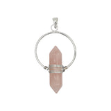 Rose quartz/tiger eye/black agate /amethyst/fluorite gemstone double point pendant with silver and copper color metal