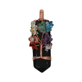 Rose quartz/tiger eye/black agate /amethyst gemstone point with 7 charka tree with silver and copper color metal
