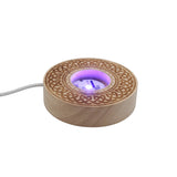 cross heart-carved patterned wooden base tray white/yellow / multi-color light table lamp with a USB cable