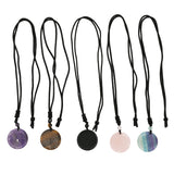 Rose quartz/tiger eye/black agate /amethyst/fluorite gemstone round flat tree texture pendant