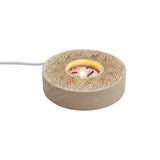 Lotus patterned wooden base tray white/yellow / multi-color light table lamp with a USB cable