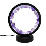 Multi-gemstones round shape acrylic base lamp  white/yellow / blue light table lamp with a USB cable