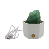Citrine point / Rough green fluorite ceramic base lamp with 3lights setting come with USB cable
