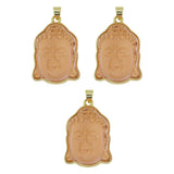 Pink/ white / Black Glass Buddha Head carving pendant in silver and gold metal color