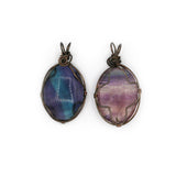 Rose quartz/tiger eye/black agate /amethyst/fluorite/green aventurine gemstone pendant with silver and copper color metal