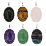 Rose quartz/tiger eye/black agate /amethyst/fluorite / green aventurine gemstone oval pendant with silver and copper color metal