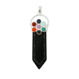 Rose quartz/tiger eye/black agate /amethyst gemstone flat point 7 chakra pendant with silver and copper color metal