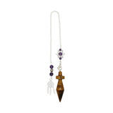 Rose quartz/tiger eye/black agate/amethyst/fluorite gemstone pendulum with silver color metal