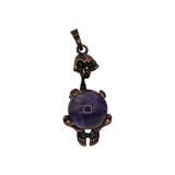 Rose quartz/tiger eye/black agate /amethyst  gemstone skull pendant with silver and copper color metal