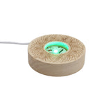 Lotus patterned wooden base tray white/yellow / multi-color light table lamp with a USB cable