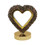 Gemstone chip Heart shape Lamp Gold Base  3 lights setting  USB cable Lamp