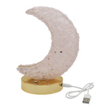 Gemstone chip Moon shape Lamp Gold Base 3setting light USB cable Lamp