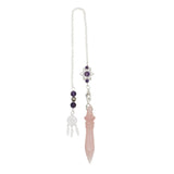 Rose quartz/tiger eye/black agate /amethyst/fluorite gemstone pendulums with silver color metal