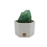Citrine point / Rough green fluorite ceramic base lamp with 3lights setting come with USB cable