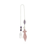 Rose quartz/tiger eye/black agate/amethyst/fluorite gemstone pendulum with silver color metal