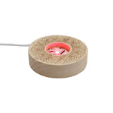 Lotus patterned wooden base tray white/yellow / multi-color light table lamp with a USB cable