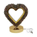 Gemstone chip Heart shape Lamp Gold Base  3 lights setting  USB cable Lamp