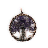 Rose quartz/amethyst/tourmaline/citrine/green aventurine and mix gemstone pendant with silver & copper color metal