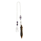 Rose quartz/tiger eye/black agate /amethyst/fluorite gemstone pendulums with silver color metal