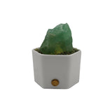 Citrine point / Rough green fluorite ceramic base lamp with 3lights setting come with USB cable