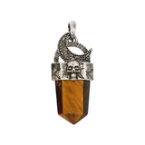 Tiger eye/black agate /amethyst/fluorite gemstone hexagon prism pendant with antique silver color metal