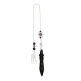 Rose quartz/tiger eye/black agate /amethyst/fluorite gemstone pendulums with silver color metal