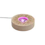 Lotus patterned wooden base tray white/yellow / multi-color light table lamp with a USB cable