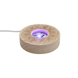 Lotus patterned wooden base tray white/yellow / multi-color light table lamp with a USB cable