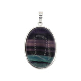 Rose quartz/tiger eye/black agate /amethyst/fluorite / green aventurine gemstone oval pendant with silver and copper color metal