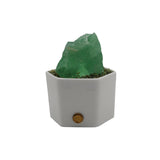 Citrine point / Rough green fluorite ceramic base lamp with 3lights setting come with USB cable