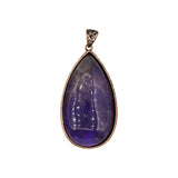 Rose quartz/black agate /amethyst/fluorite gemstone teardrop pendant with silver and copper color metal