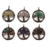 Rose quartz/amethyst/tourmaline/citrine/green aventurine and mix gemstone pendant with silver & copper color metal