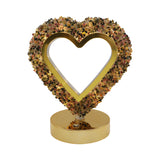 Gemstone chip Heart shape Lamp Gold Base  3 lights setting  USB cable Lamp