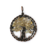 Rose quartz/amethyst/tourmaline/citrine/green aventurine and mix gemstone pendant with silver & copper color metal