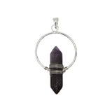 Rose quartz/tiger eye/black agate /amethyst/fluorite gemstone double point pendant with silver and copper color metal