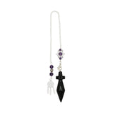 Rose quartz/tiger eye/black agate/amethyst/fluorite gemstone pendulum with silver color metal