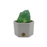 Citrine point / Rough green fluorite ceramic base lamp with 3lights setting come with USB cable