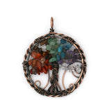 Rose quartz/amethyst/tourmaline/citrine/green aventurine and mix gemstone pendant with silver & copper color metal