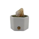 Citrine point / Rough green fluorite ceramic base lamp with 3lights setting come with USB cable