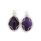 Rose quartz/tiger eye/black agate /amethyst/fluorite/green aventurine gemstone pendant with silver and copper color metal