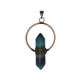 Rose quartz/tiger eye/black agate /amethyst/fluorite gemstone double point pendant with silver and copper color metal