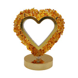 Gemstone chip Heart shape Lamp Gold Base  3 lights setting  USB cable Lamp