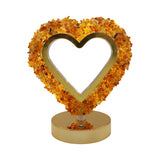 Gemstone chip Heart shape Lamp Gold Base  3 lights setting  USB cable Lamp
