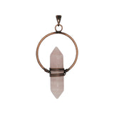 Rose quartz/tiger eye/black agate /amethyst/fluorite gemstone double point pendant with silver and copper color metal
