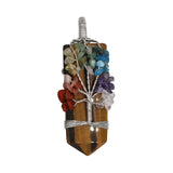 Rose quartz/tiger eye/black agate /amethyst gemstone point with 7 charka tree with silver and copper color metal