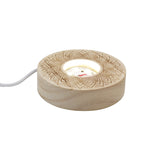 Lotus patterned wooden base tray white/yellow / multi-color light table lamp with a USB cable