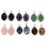 Rose quartz/tiger eye/black agate /amethyst/fluorite/green aventurine gemstone pendant with silver and copper color metal