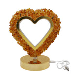 Gemstone chip Heart shape Lamp Gold Base  3 lights setting  USB cable Lamp