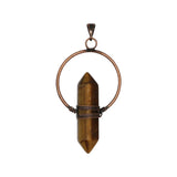 Rose quartz/tiger eye/black agate /amethyst/fluorite gemstone double point pendant with silver and copper color metal