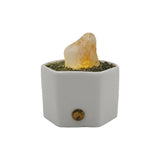 Citrine point / Rough green fluorite ceramic base lamp with 3lights setting come with USB cable